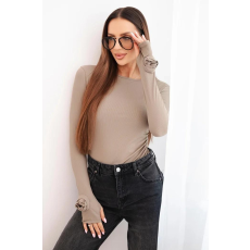 FiatalDivat Bordázott blúz oldalsó ráncolással 0333-1-es modell fango szín