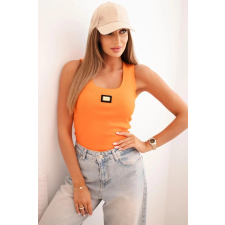 FiatalDivat Bordázott trikó díszítő felvarróval, 64709-es modell, sötét narancssárga blúz