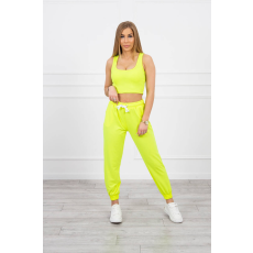 FiatalDivat Crop-top tréningruha pánttal 9334 neon sárga