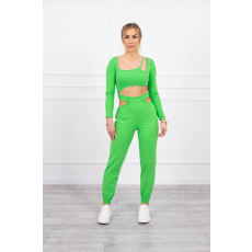 FiatalDivat Crop-top tréningruha szett kivágásokkal 9344-es modell neonzöld