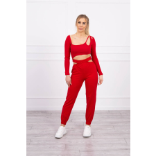 FiatalDivat Crop-top tréningruha szett kivágásokkal 9344 piros női edzőruha