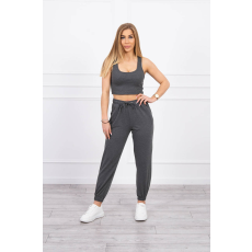 FiatalDivat Crop-top tréningruha szett pántokkal, 9334 grafit