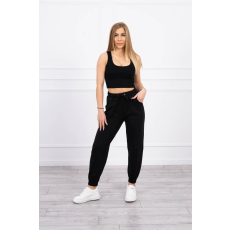 FiatalDivat Crop-top tréningruha szett pánttal 9334 fekete