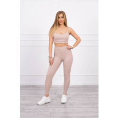 FiatalDivat Crop-top tréningruha szett pánttal, modell 9355 bézs