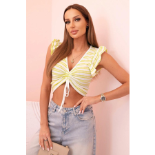 FiatalDivat Csíkos felső ráncolással és fodrokkal, 69330-as modell, zöld blúz