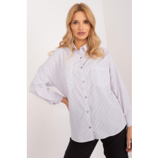 FiatalDivat Csíkos oversize ing gombokkal, 01225-ös modell, fehér+szürke