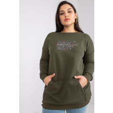 FiatalDivat Desiree oversize pulóver mintával és kenguru zsebbel, khaki színű
