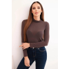 FiatalDivat Finom kasmíros blúz állógallérral 25809 modell barna