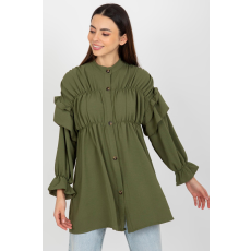 FiatalDivat Fodros boho blúz modell 74513 khaki színben