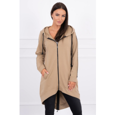 FiatalDivat Hosszabbított melegítő felső kapucnival és cipzárral hátul camel szín
