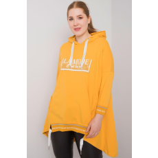 FiatalDivat Hosszabbított pulóver La Mode mustard felirattal