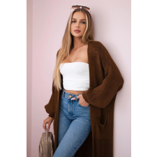 FiatalDivat Hosszú kardigán pulóver modell IT-8 sötétbarna női pulóver, kardigán