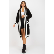 FiatalDivat Hosszú kardigán pulóver zsebekkel, 29106-os modell, fekete női pulóver, kardigán