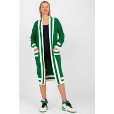 FiatalDivat Hosszú kardigán pulóver zsebekkel, 29106-os modell, zöld
