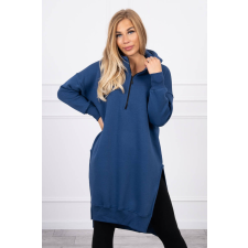 FiatalDivat Hosszú meleg szabadidő felső kapucnival és rojtokkal modell 9301 farmer szín női pulóver, kardigán