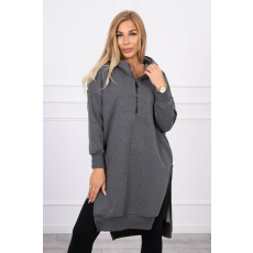 FiatalDivat Hosszú meleg szabadidő felső kapucnival és rojtokkal modell 9301 grafit szín
