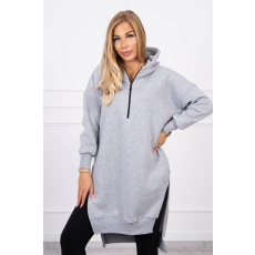 FiatalDivat Hosszú meleg szabadidő felső kapucnival és rojtokkal modell 9301 szűrke