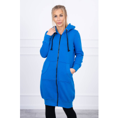 FiatalDivat Hosszú meleg szabadidő felső kapucnival és zsebekkel modell 9302 királykék szín