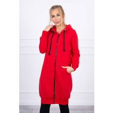 FiatalDivat Hosszú meleg szabadidő felső kapucnival és zsebekkel modell 9302 piros