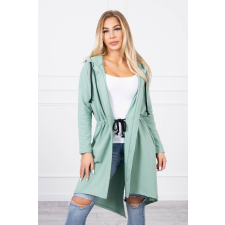 FiatalDivat Kardigán kapucnival és hosszabbított hátsó résszel modell 8998 sötét menta zöld női pulóver, kardigán