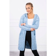 FiatalDivat Kardigán szvetter kapucnival és zsebekkel modell 2019-24 világos kék női pulóver, kardigán