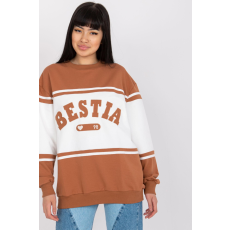 FiatalDivat Kéttónusú, kapucni nélküli pulóver Beast color camel felirattal