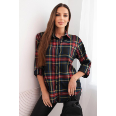 FiatalDivat Kockás ing hosszított hátrésszel A35-1 modell fekete