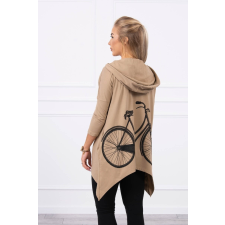 FiatalDivat Melegítő felső bicikli nyomtatással a háton modell 9139 camel szín női pulóver, kardigán