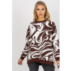 FiatalDivat Mintás oversize pulóver kapucni nélkül modell 29337 barna