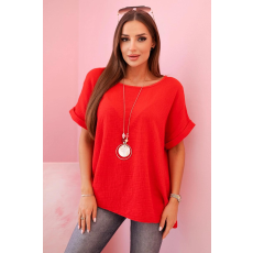 FiatalDivat Muszlin blúz medállal, IT-68 piros modellel