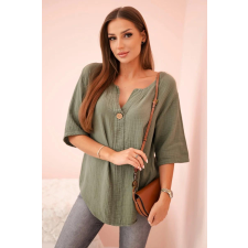 FiatalDivat Muszlin ingblúz modell 9225 khaki színű blúz
