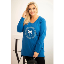 FiatalDivat Nyomott mintás blúz hosszabb hátrésszel, 6960-as modell, királykék színben blúz