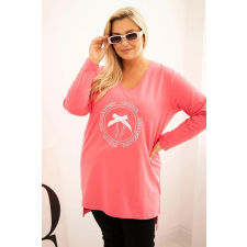 FiatalDivat Nyomott mintás blúz hosszabb hátrésszel, 6960-as modell, rózsaszín blúz