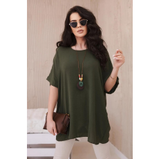 FiatalDivat Oversize blúz medállal, IT-31 modell, khaki színű