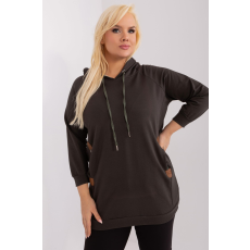 FiatalDivat Oversize kapucnis pulóver, 22196-os modell, sötét khaki színű