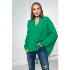 FiatalDivat Oversize muszlin blúz feltűrt ujjakkal, modell 9448 zöld
