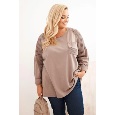 FiatalDivat Oversize pulóver perforált applikációval 3790-es modell fango színben