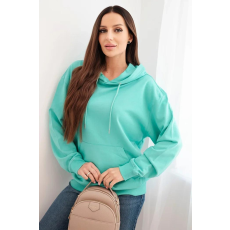 FiatalDivat Pamut kapucnis pulóver kenguruzsebbel HIT01 mentazöld