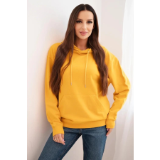 FiatalDivat Pamut kapucnis pulóver kenguruzsebbel HIT01 mustársárga női pulóver, kardigán