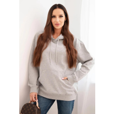 FiatalDivat Pamut kapucnis pulóver kenguruzsebbel HIT01 szürke női pulóver, kardigán