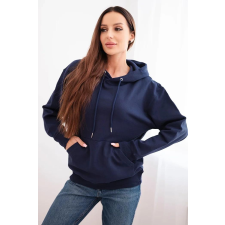 FiatalDivat Pamut kapucnis pulóver kenguruzsebbel HIT01 tengerészkék női pulóver, kardigán