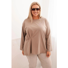 FiatalDivat Pamut oversize blúz elöl ráncolással, 25208-as modell, fango színben blúz