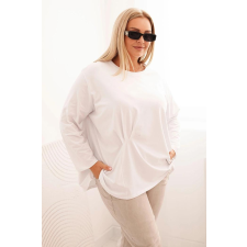 FiatalDivat Pamut oversize blúz elöl ráncolással, 25208-as modell, fehér blúz