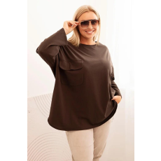 FiatalDivat Pamut oversize blúz zsebes model 25210 barna