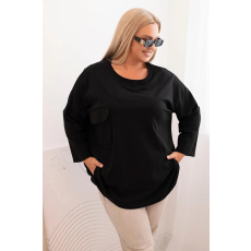 FiatalDivat Pamut oversize blúz zsebes model 25210 fekete