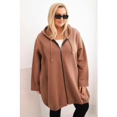 FiatalDivat Pamut oversize kapucnis cipzáras pulóver, 7042-es modell, barna