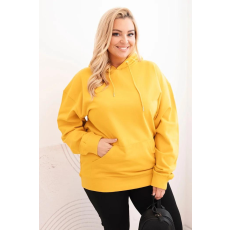 FiatalDivat Pamut oversize kapucnis kenguruzsebes pulóver HIT02 mustár színben