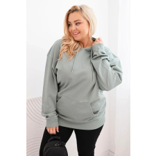 FiatalDivat Pamut oversize kapucnis pulóver kenguruzsebbel HIT02 modell sötét mentazöld színben női pulóver, kardigán