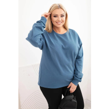 FiatalDivat Pamut oversize pulóver kerek nyakkivágással HIT04 modell farmerkék színben női pulóver, kardigán