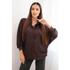 FiatalDivat Pöttyös viszkóz blúz gombokkal és gallérral 5337-es modell barna blúz